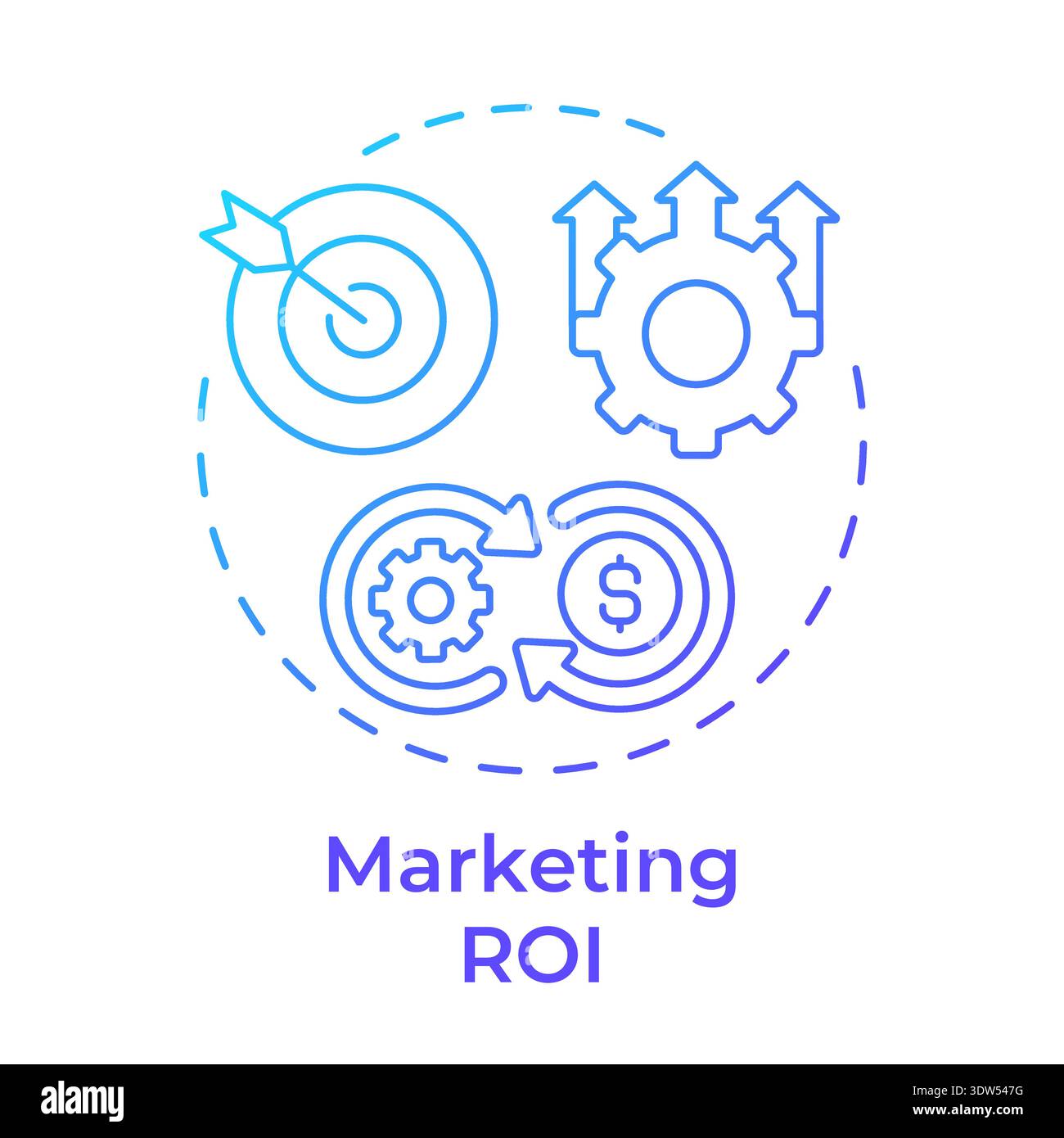 Marketing roi blue gradient concept icon Stock Vector