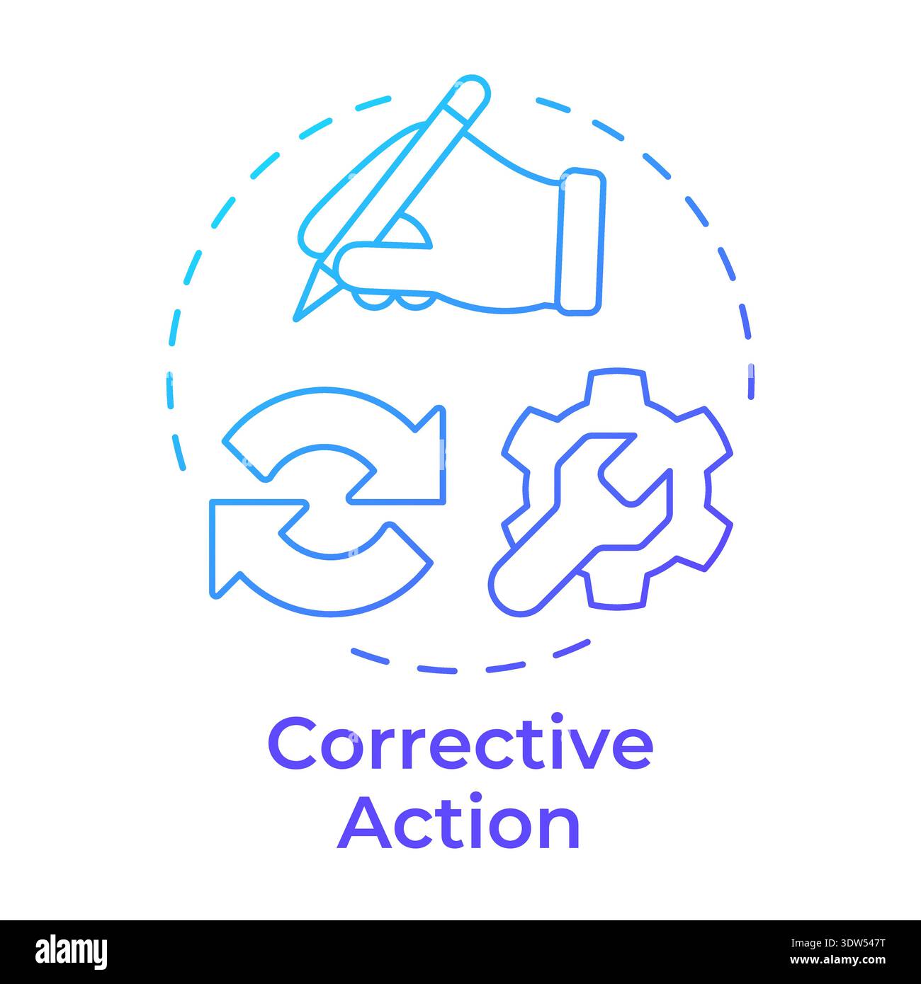 Corrective action blue gradient concept icon Stock Vector