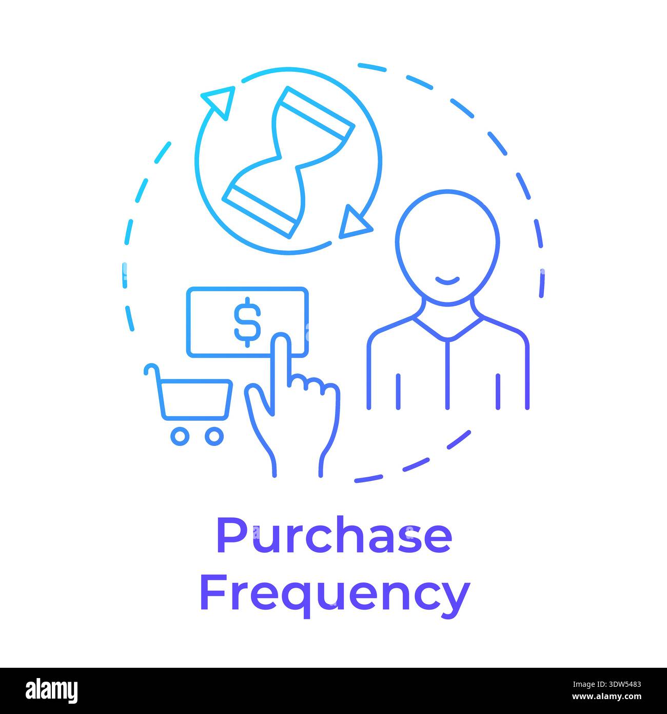 Purchase frequency blue gradient concept icon Stock Vector
