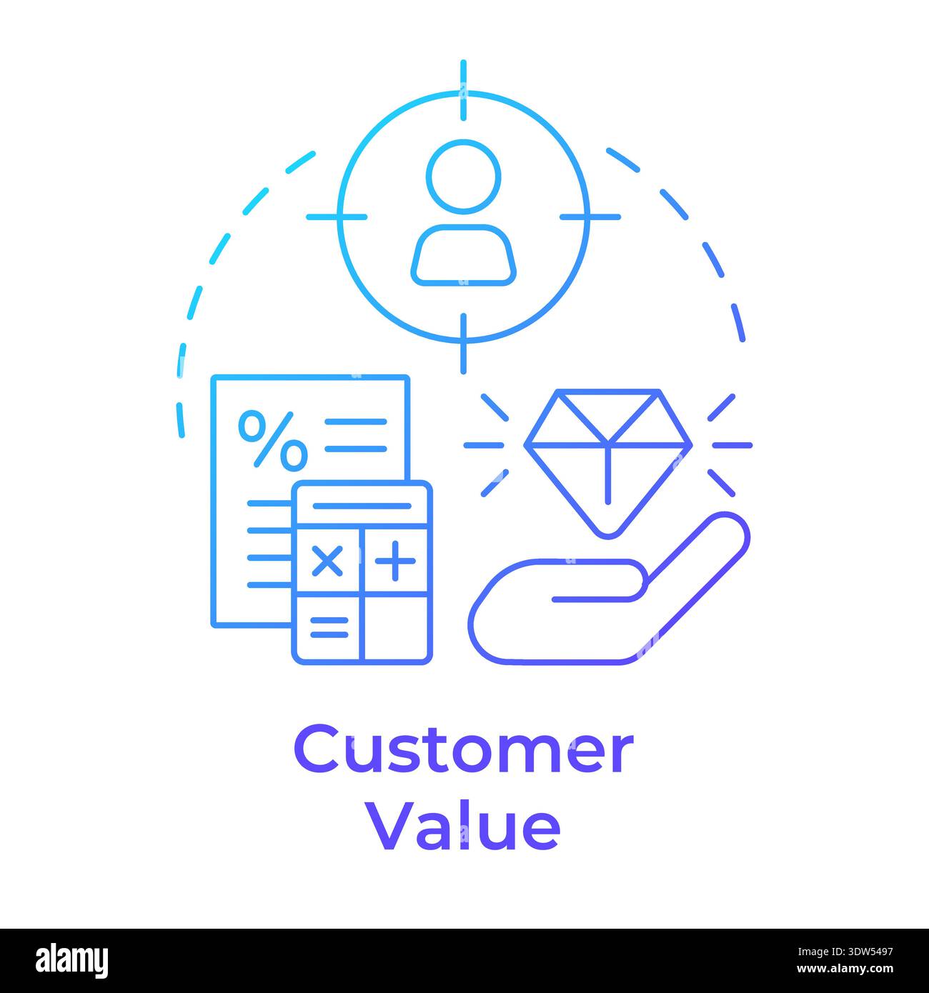 Customer value blue gradient concept icon Stock Vector