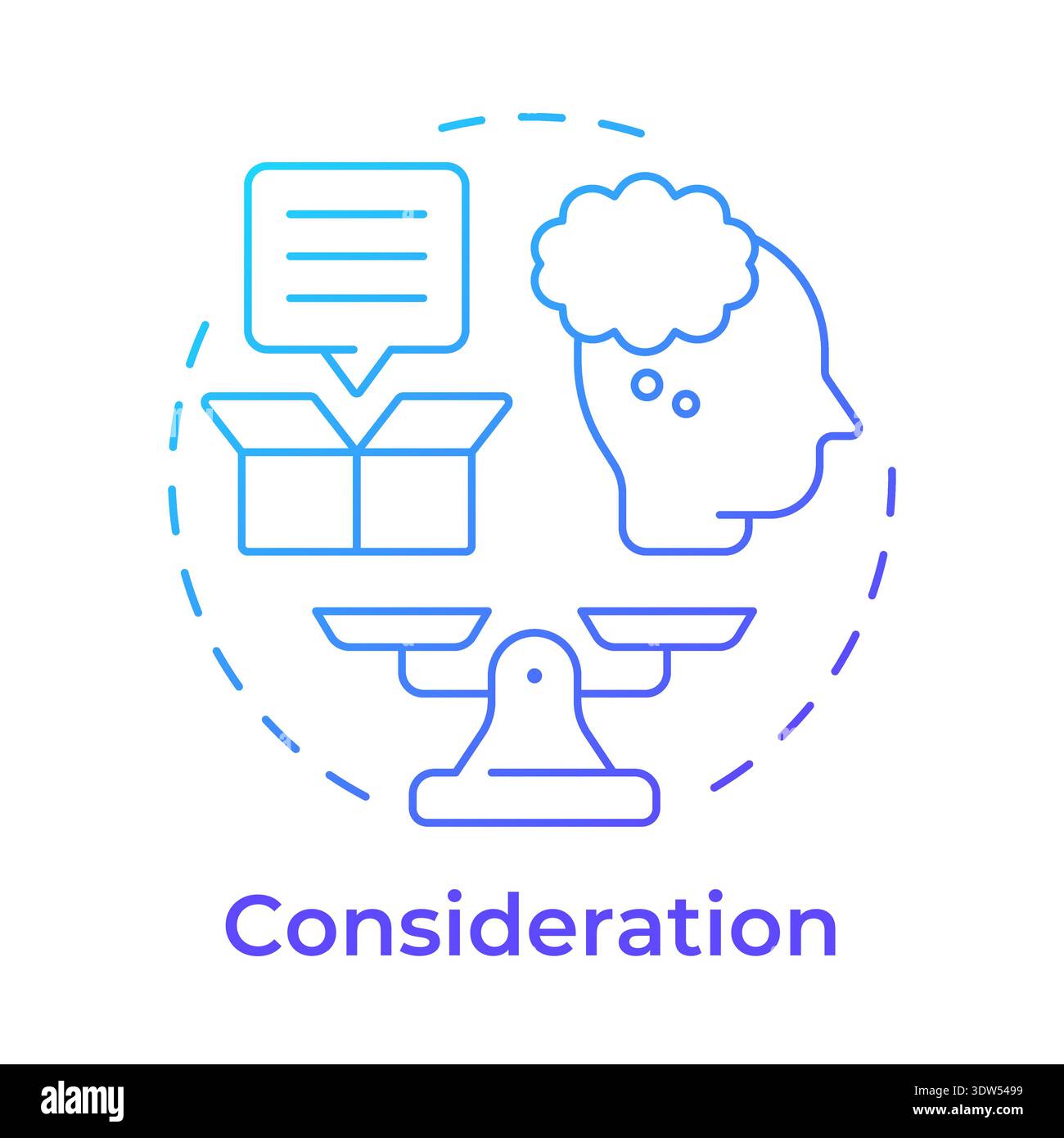 Consideration blue gradient concept icon Stock Vector