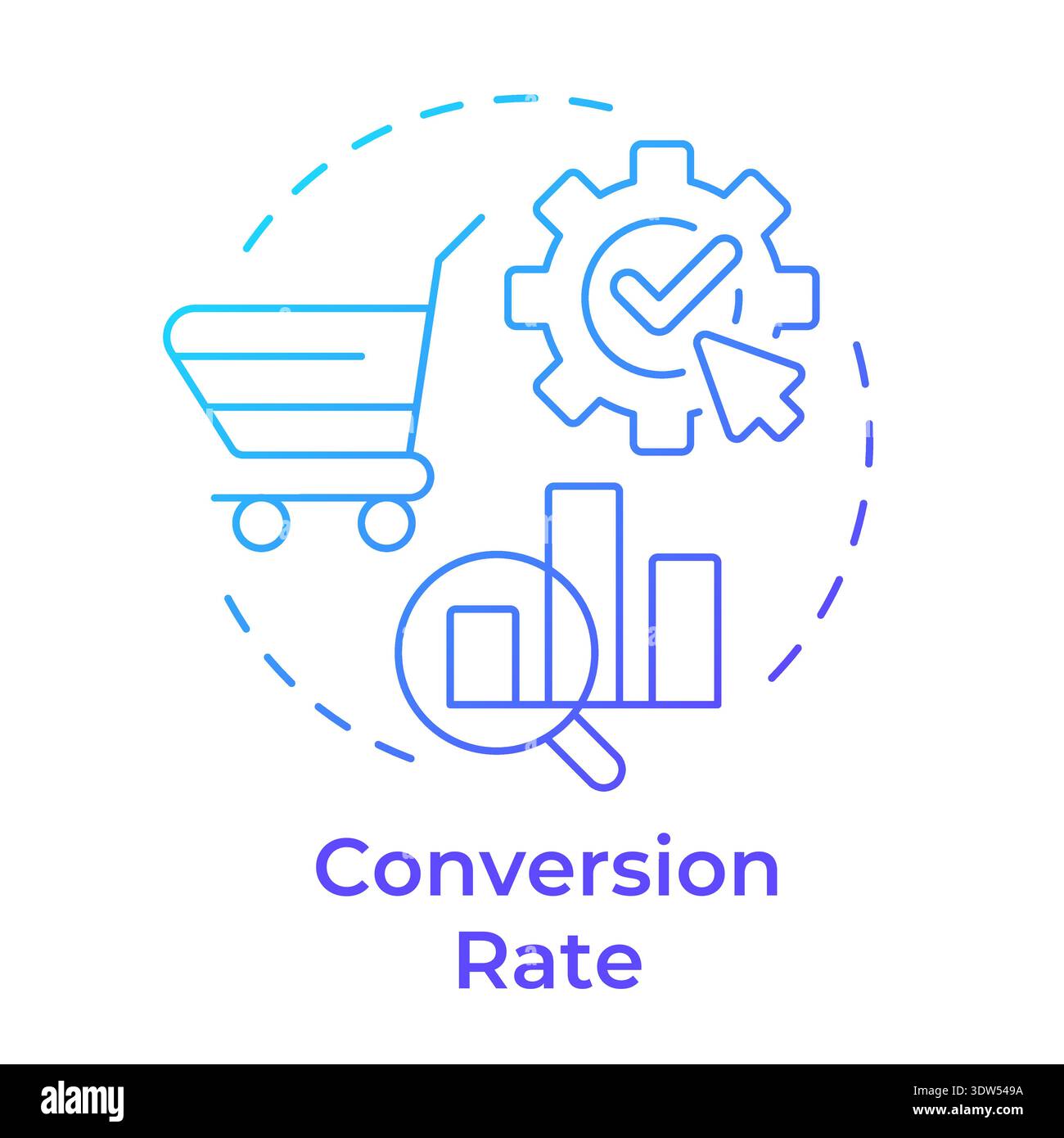 Conversion rate blue gradient concept icon Stock Vector