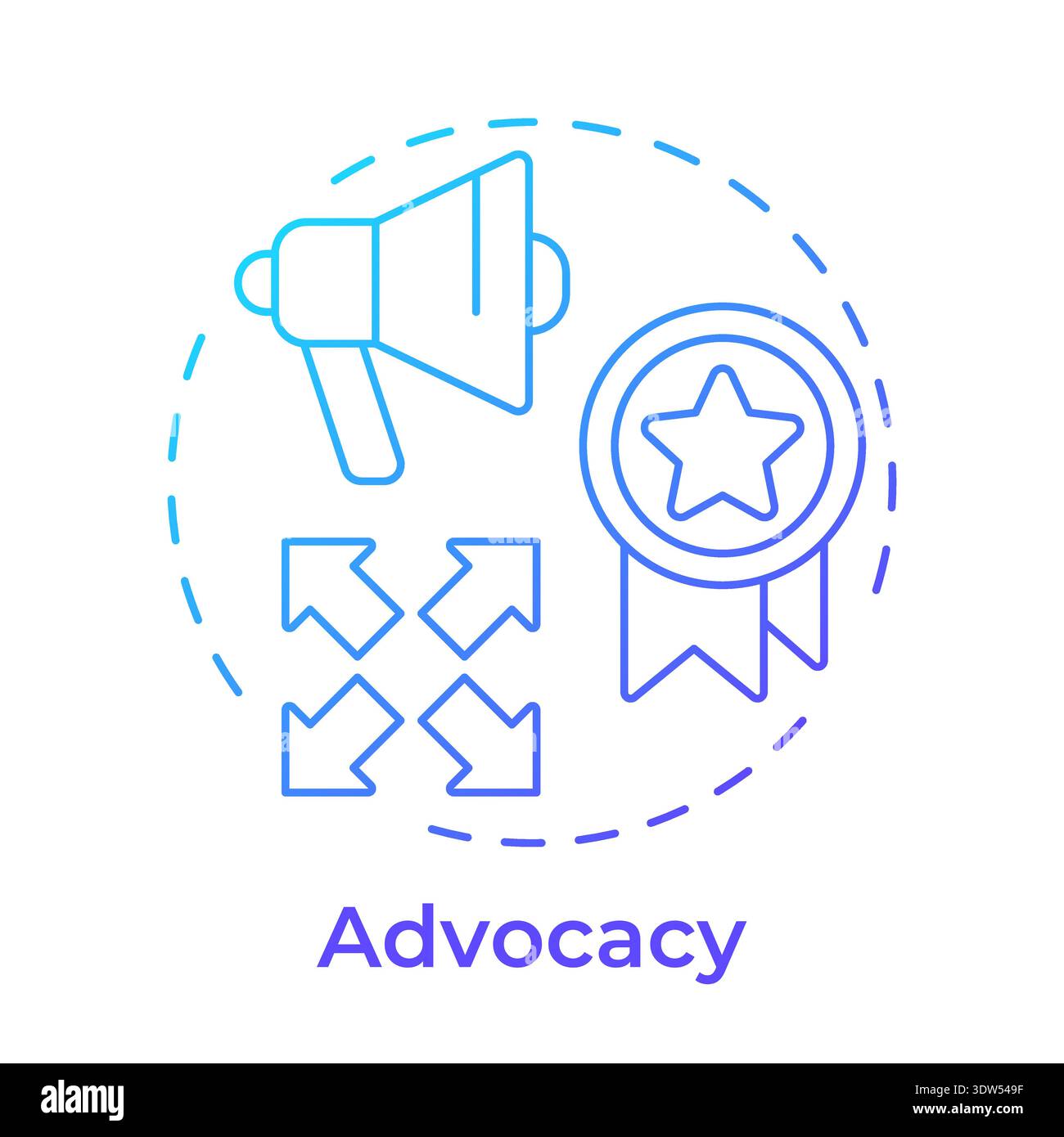 Advocacy blue gradient concept icon Stock Vector
