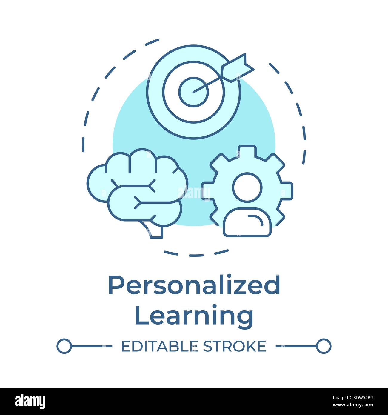 Personalized learning soft blue concept icon Stock Vector