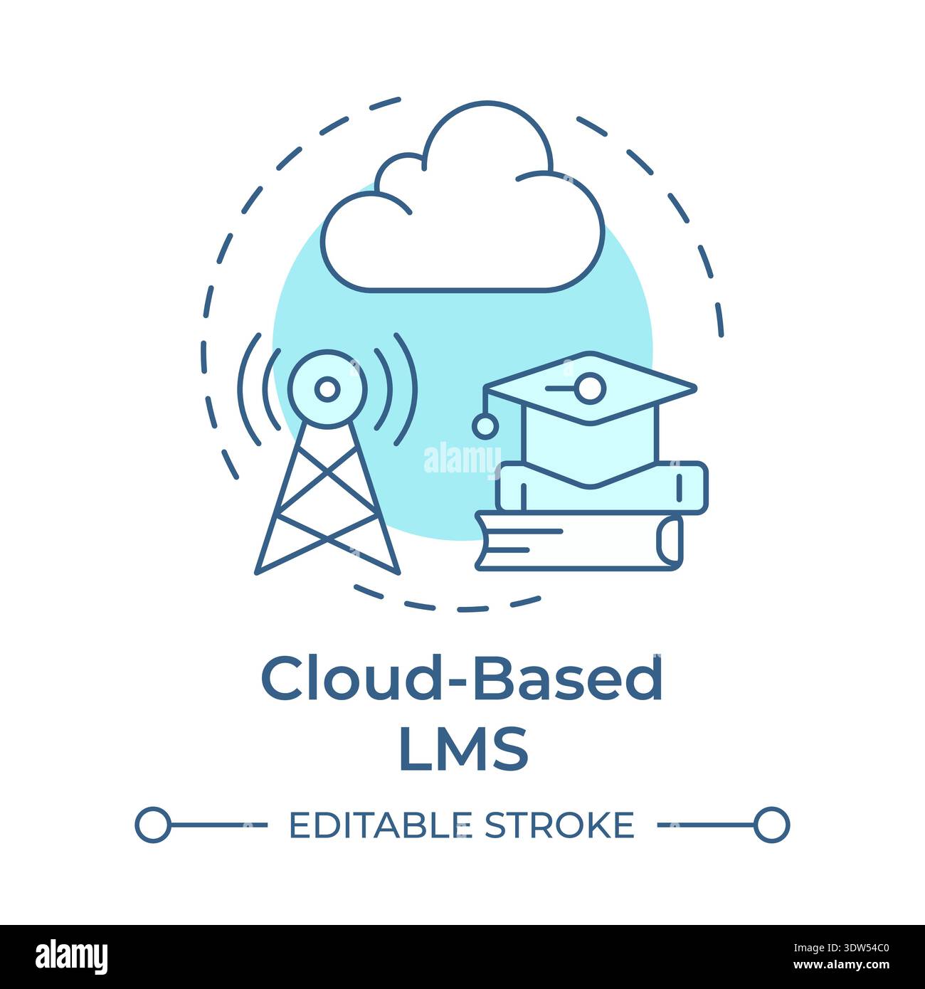 Cloud based lms soft blue concept icon Stock Vector