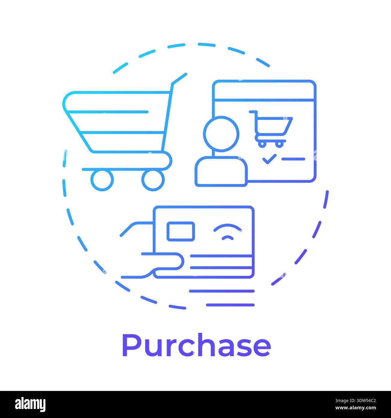 Purchase blue gradient concept icon Stock Vector