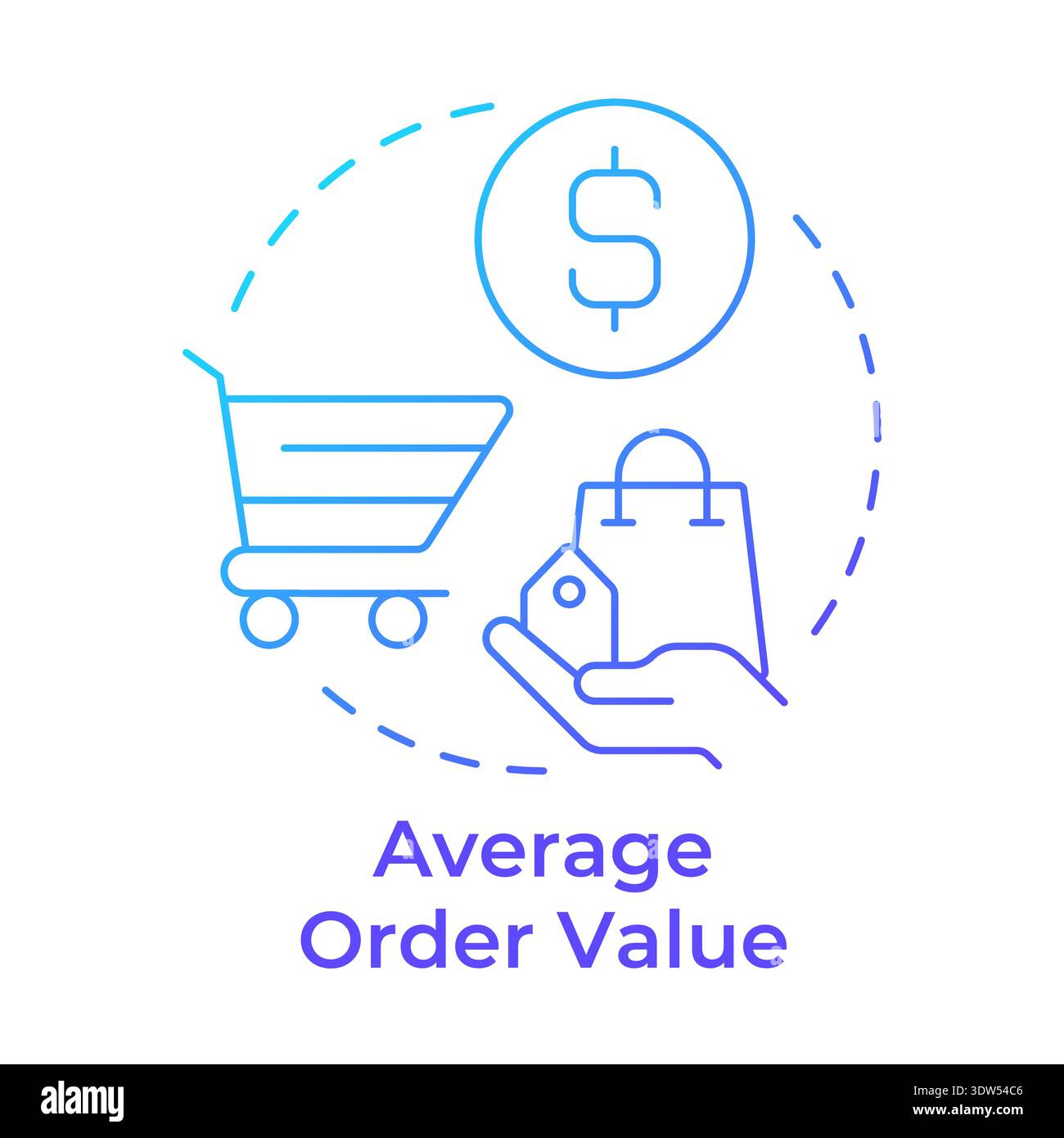 Average order value blue gradient concept icon Stock Vector