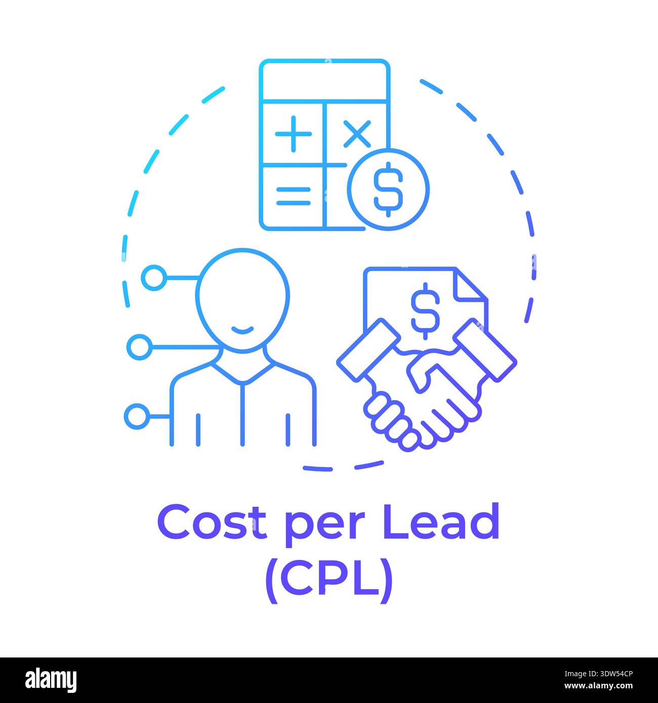 Cost per lead blue gradient concept icon Stock Vector