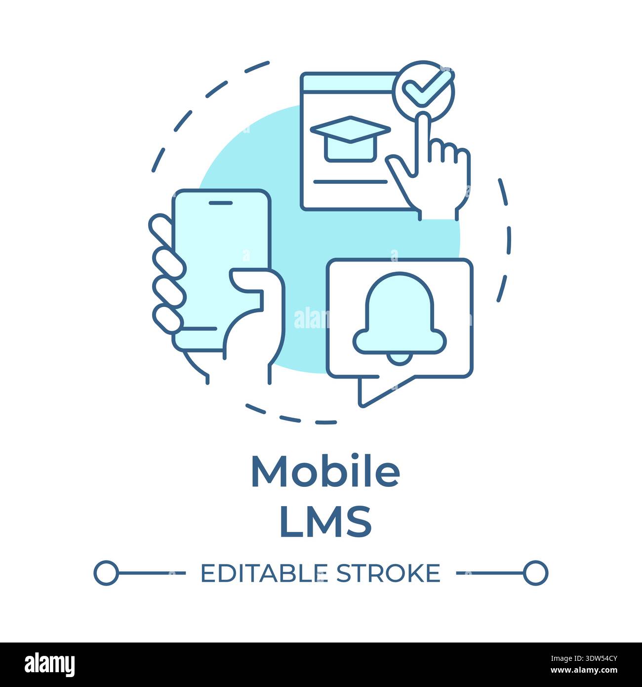 Mobile lms soft blue concept icon Stock Vector