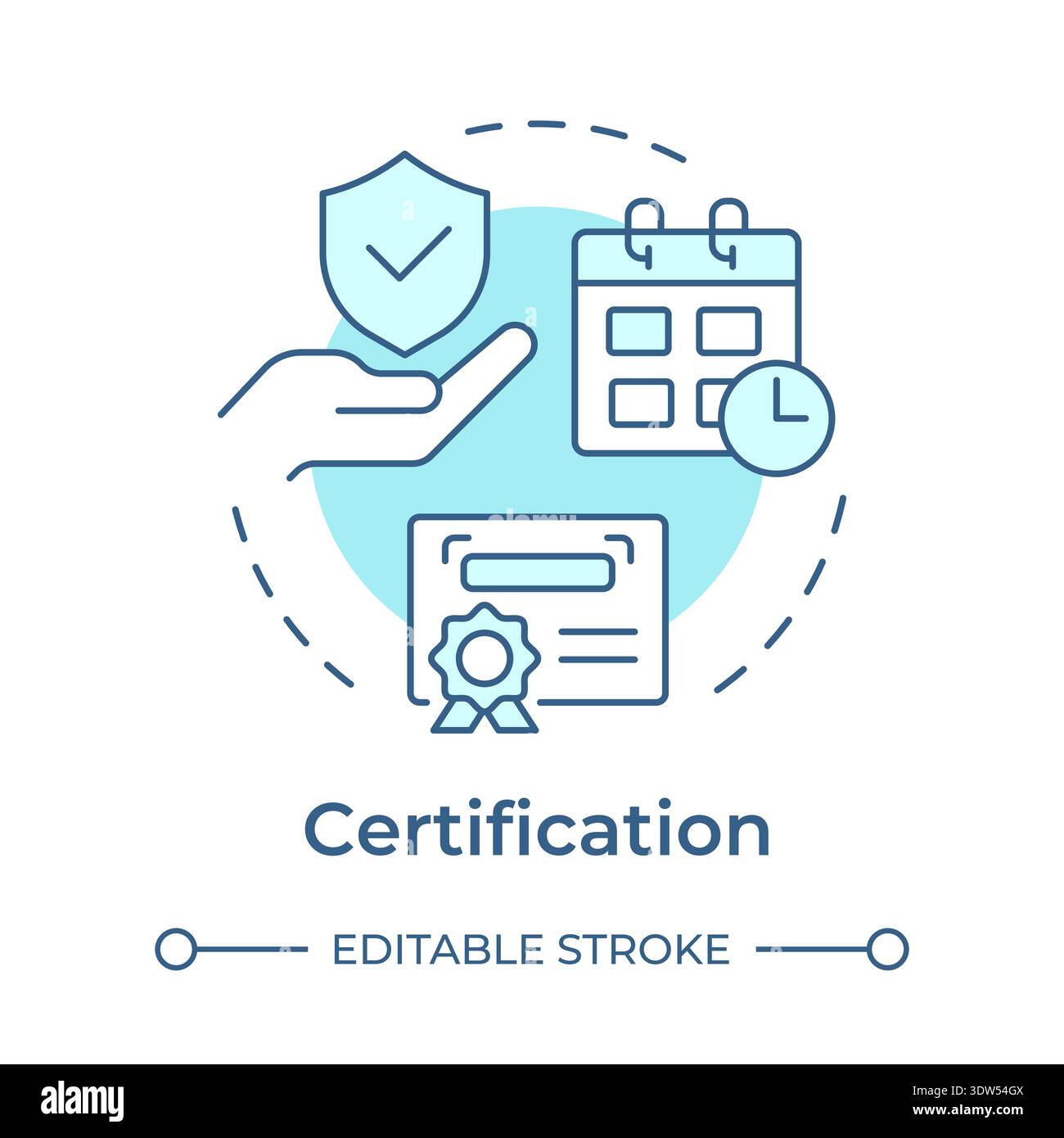 Certification soft blue concept icon Stock Vector