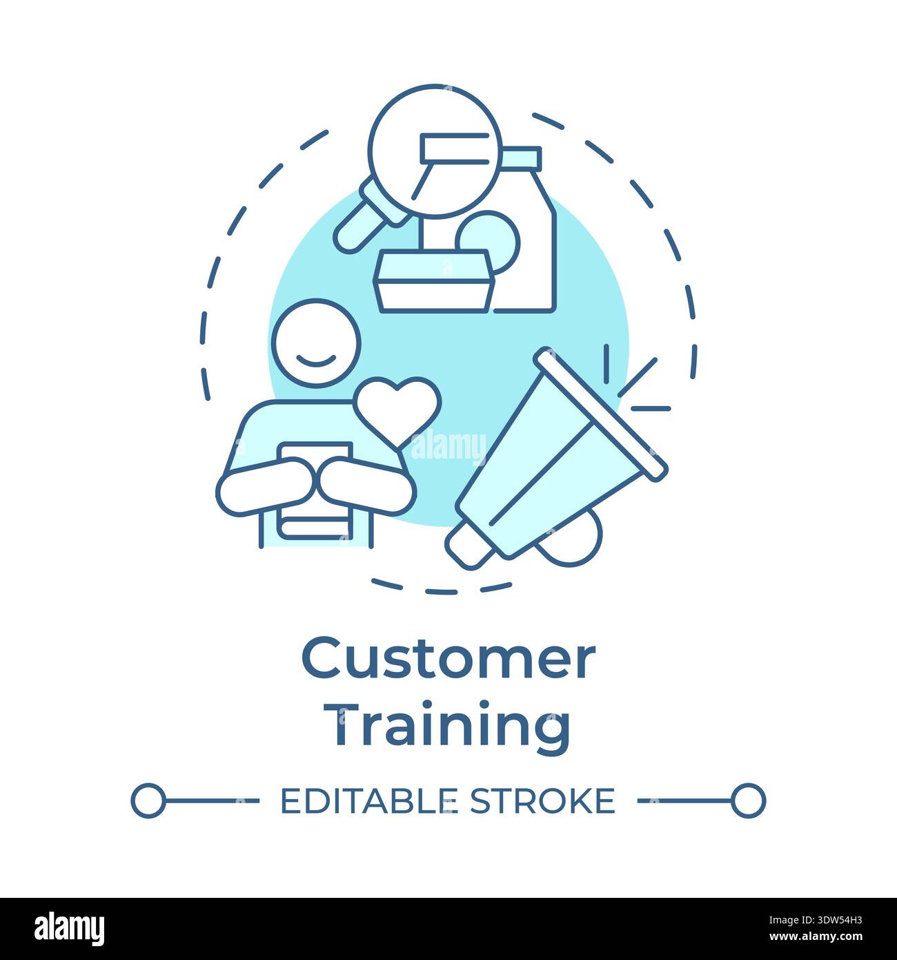 Customer training soft blue concept icon Stock Vector
