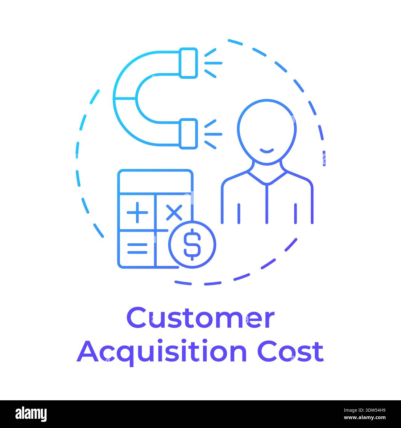 Customer acquisition cost blue gradient concept icon Stock Vector
