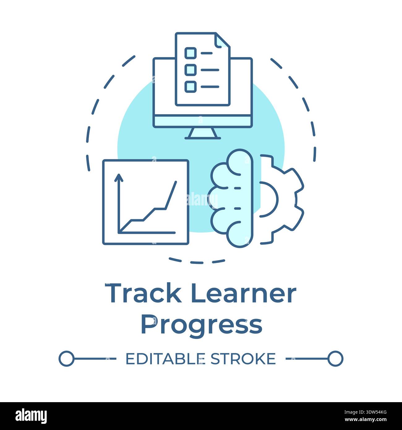 Track learner progress soft blue concept icon Stock Vector