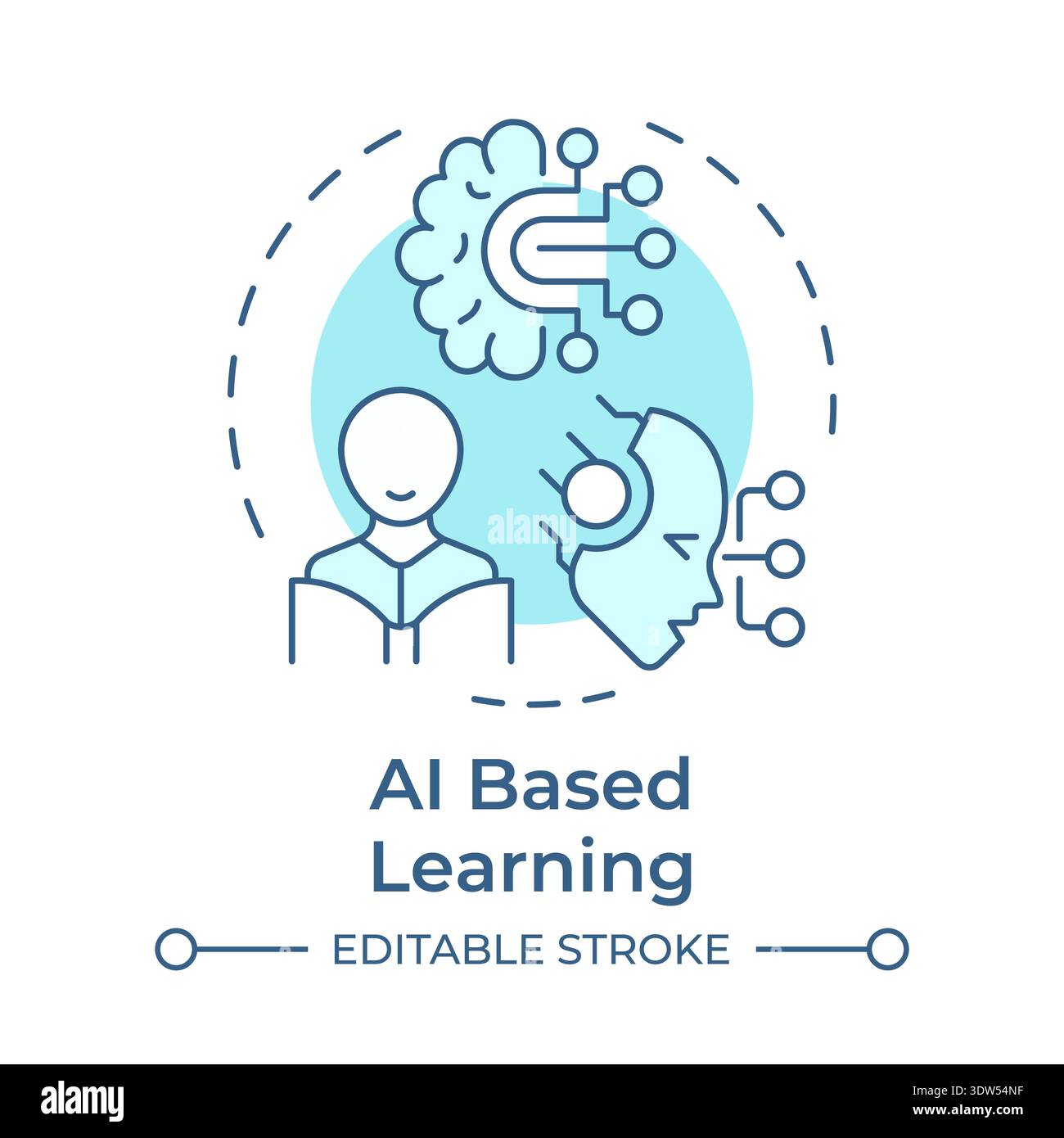 Ai based learning soft blue concept icon Stock Vector