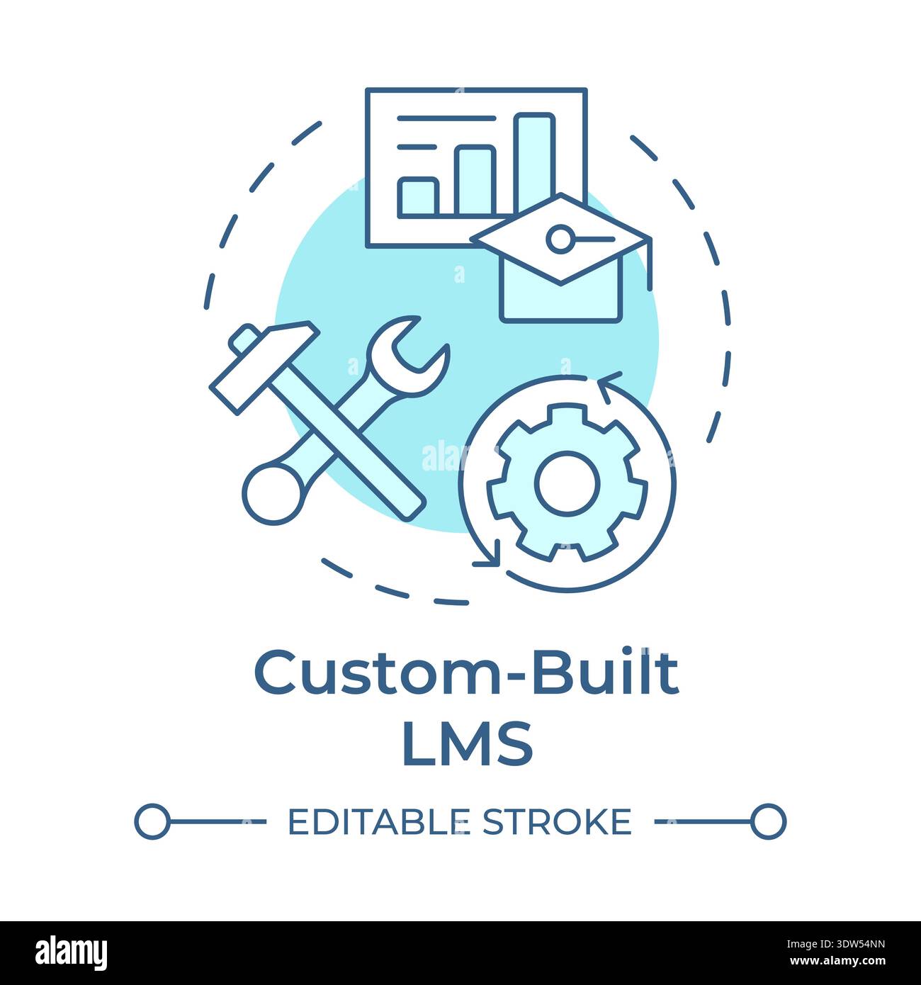 Custom built lms soft blue concept icon Stock Vector