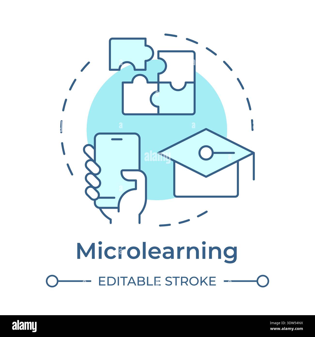Microlearning soft blue concept icon Stock Vector