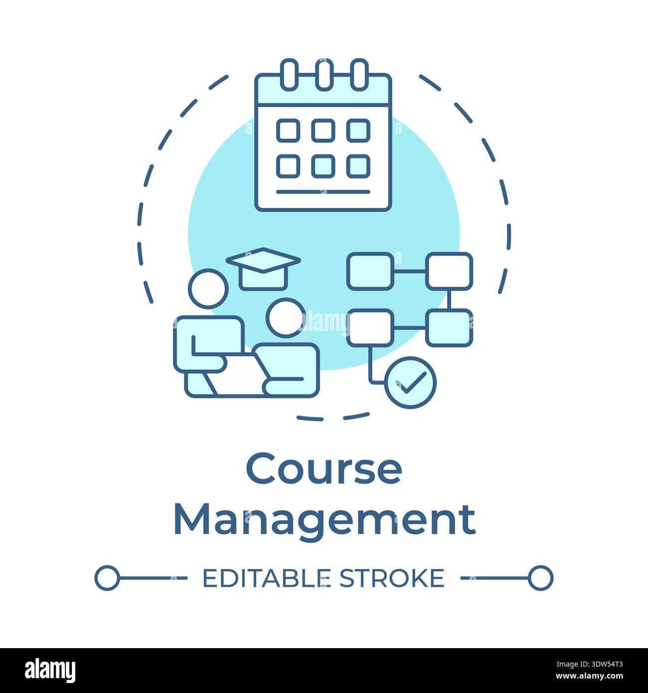 Course management soft blue concept icon Stock Vector