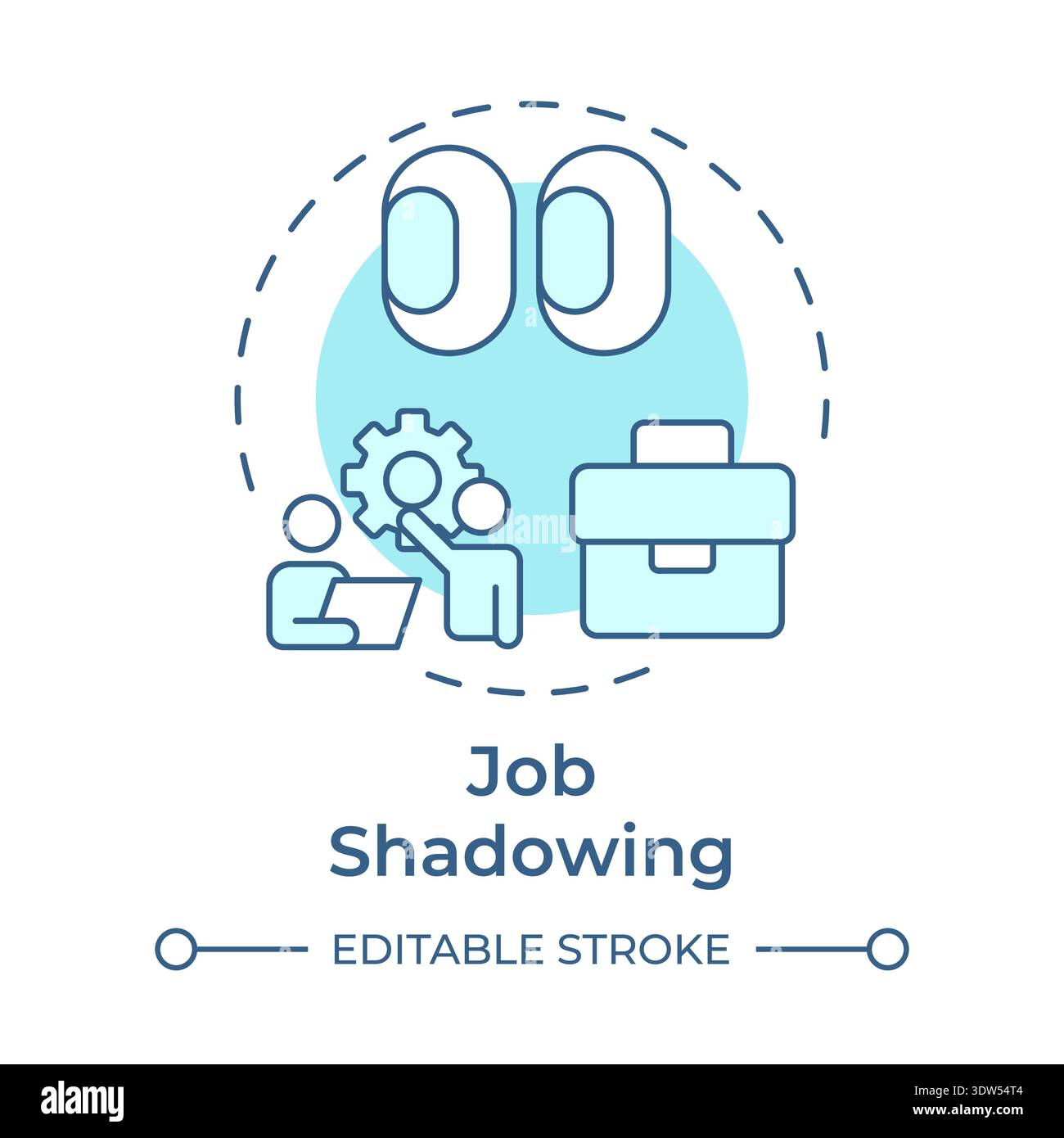 Job shadowing soft blue concept icon Stock Vector