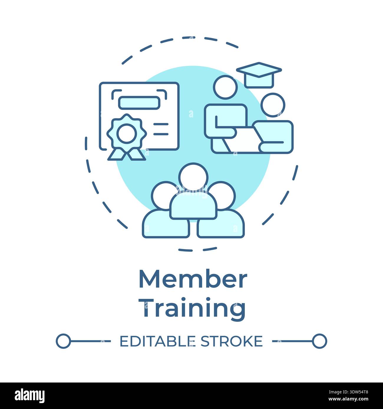 Member training soft blue concept icon Stock Vector