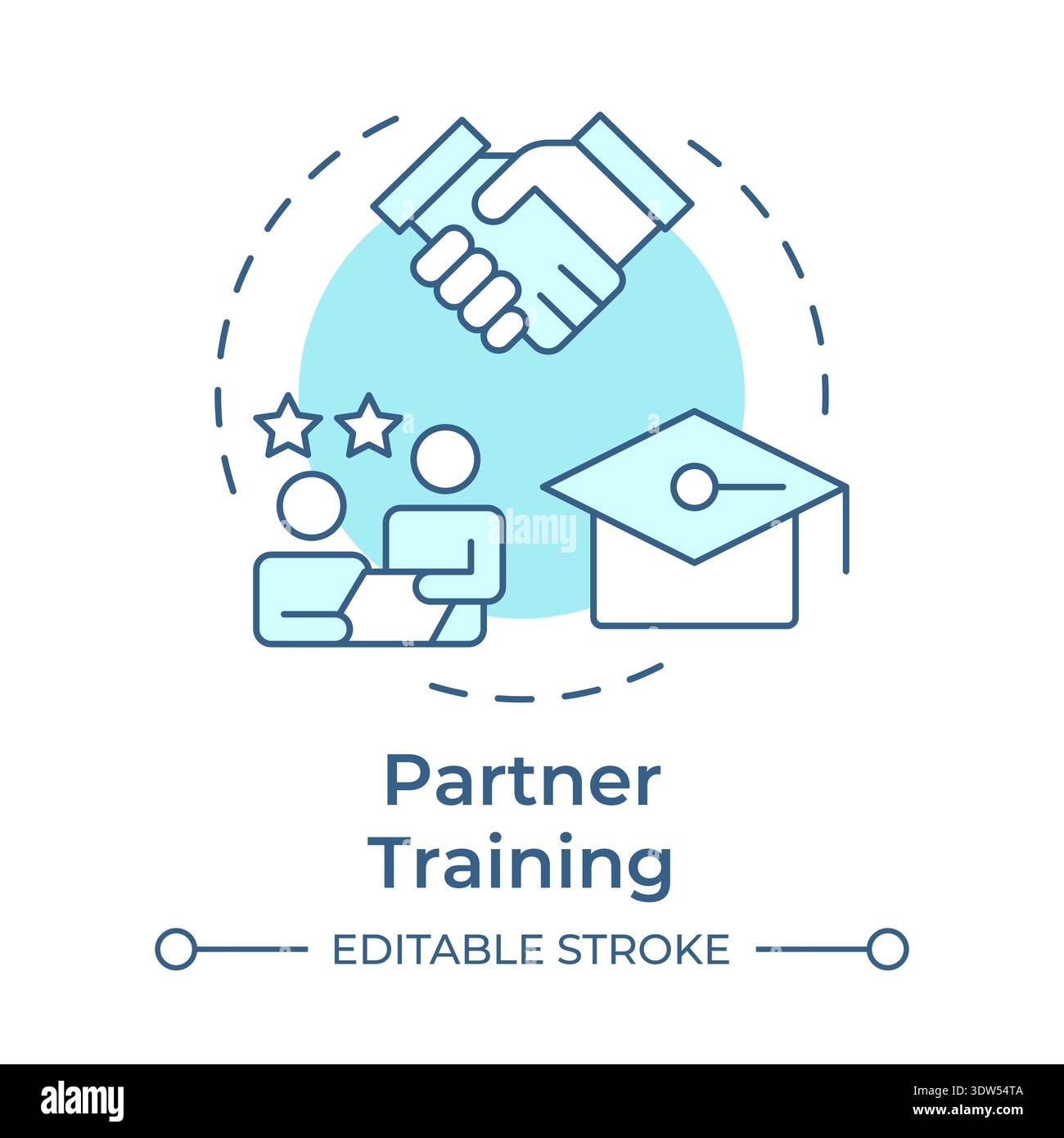 Partner training soft blue concept icon Stock Vector