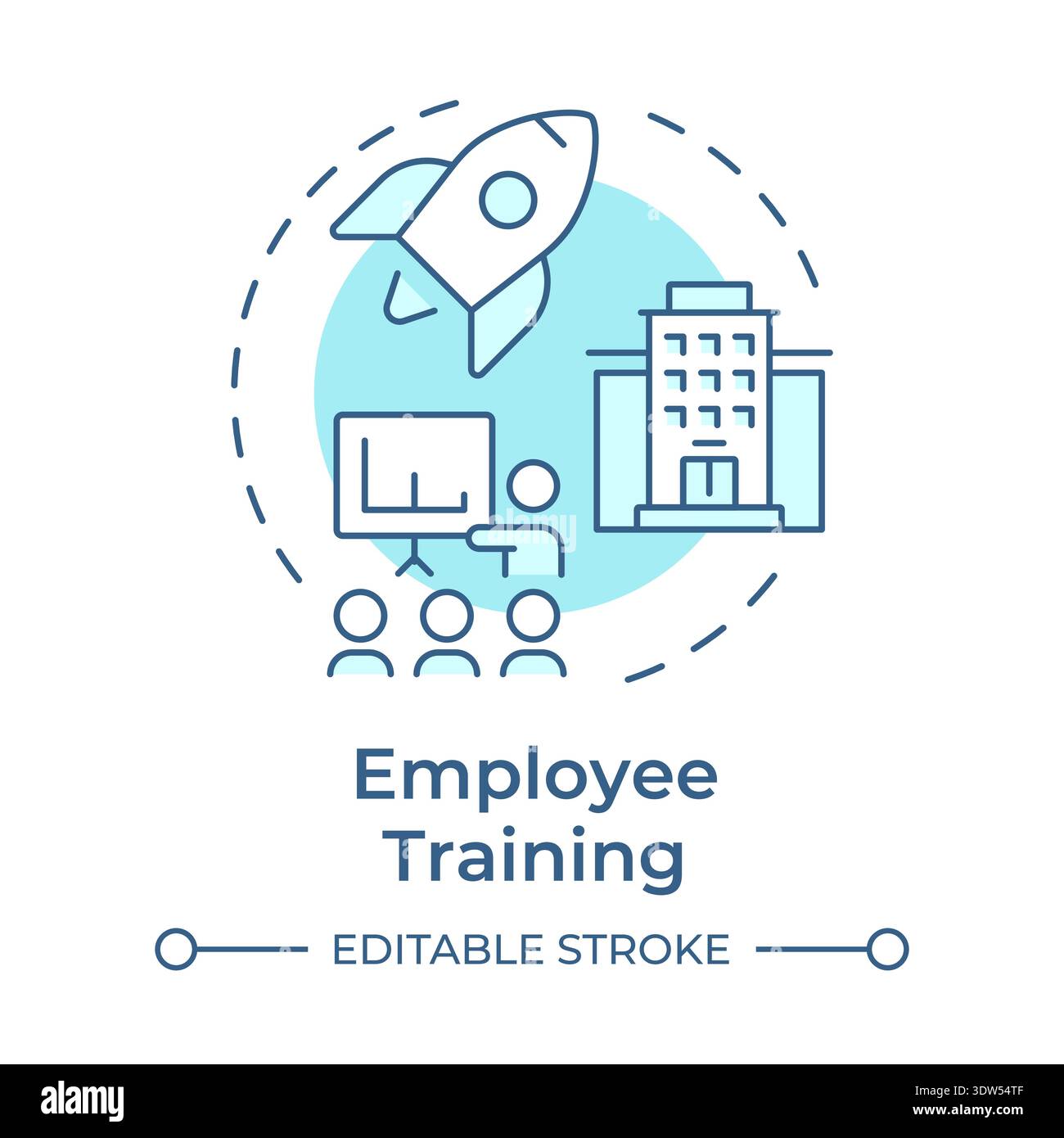 Employee training soft blue concept icon Stock Vector