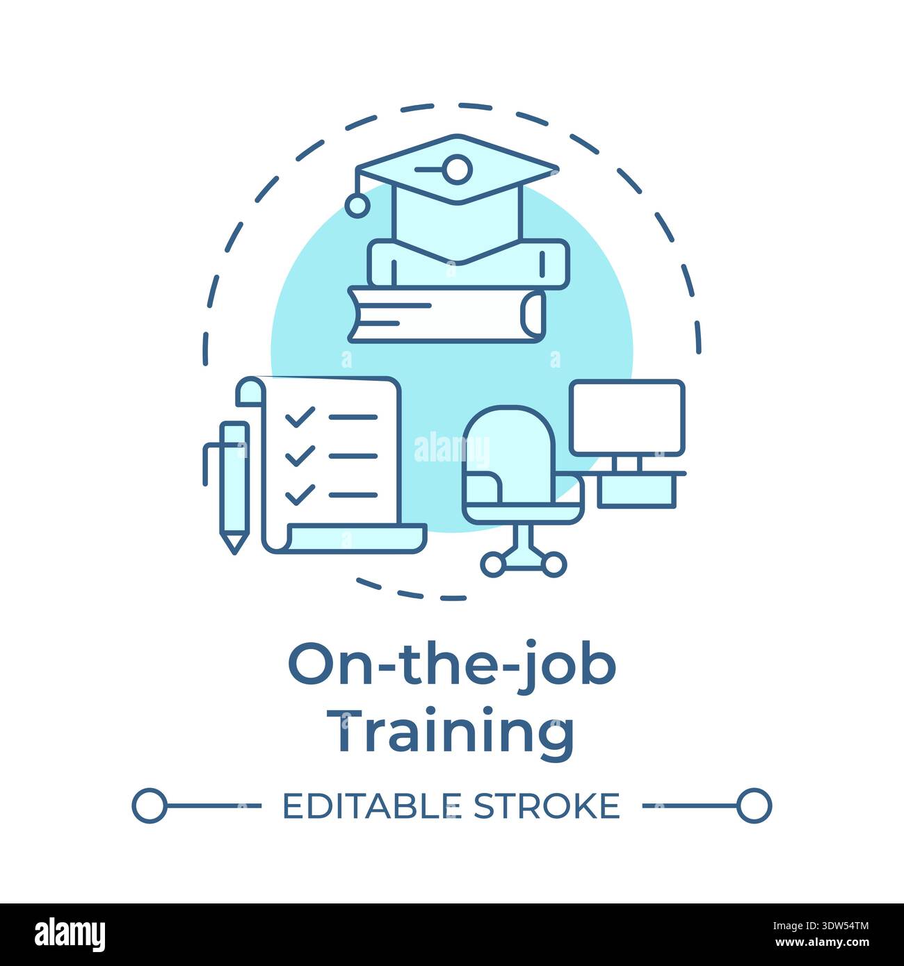 On the job training soft blue concept icon Stock Vector