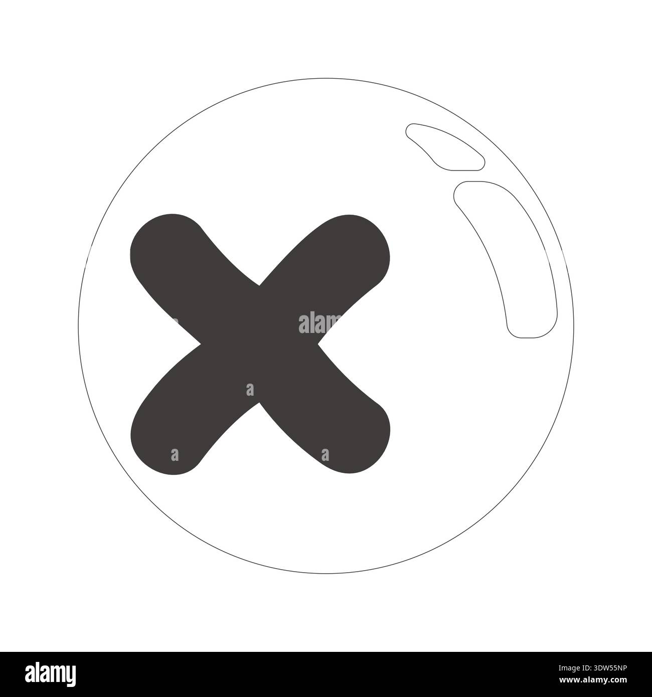 Cross mark glossy bubble 2D line object Stock Vector
