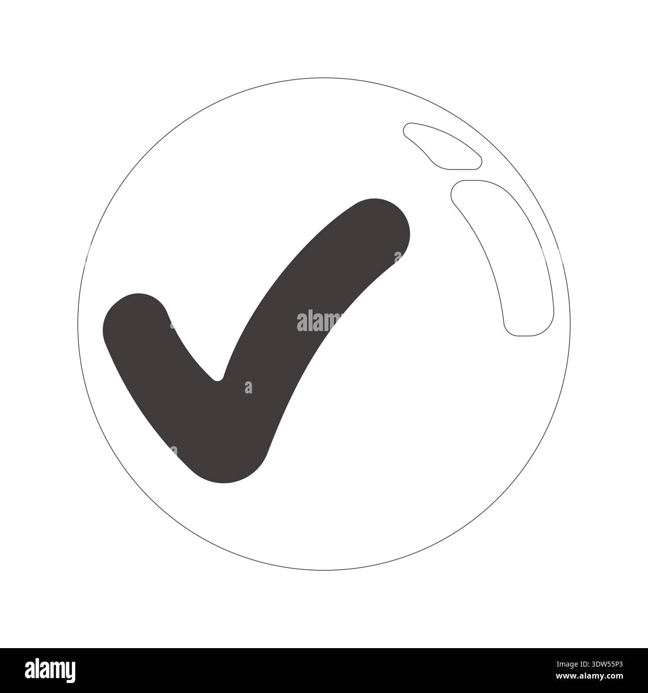 Check mark glossy bubble 2D line object Stock Vector