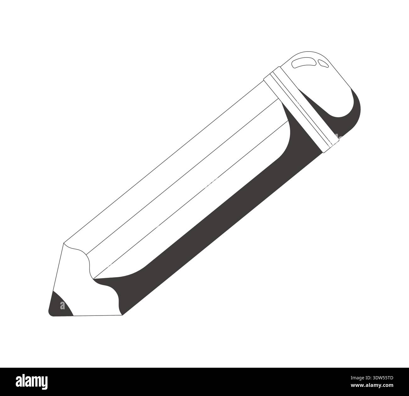 Playful funky pencil with eraser 2D line object Stock Vector