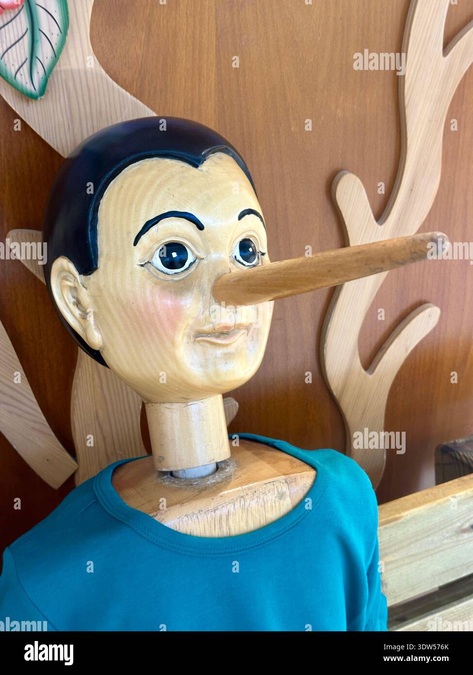 large Pinocchio wooden model - Smartphone Captured Stock Image