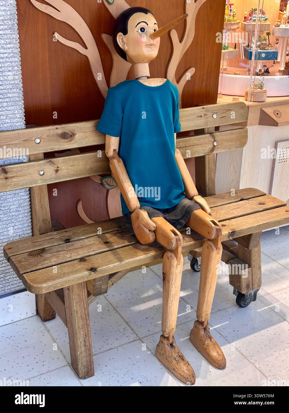 large Pinocchio wooden model - Smartphone Captured Stock Image