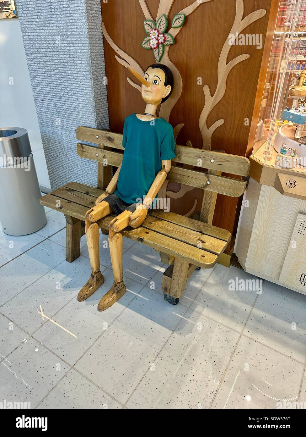 large Pinocchio wooden model - Smartphone Captured Stock Image