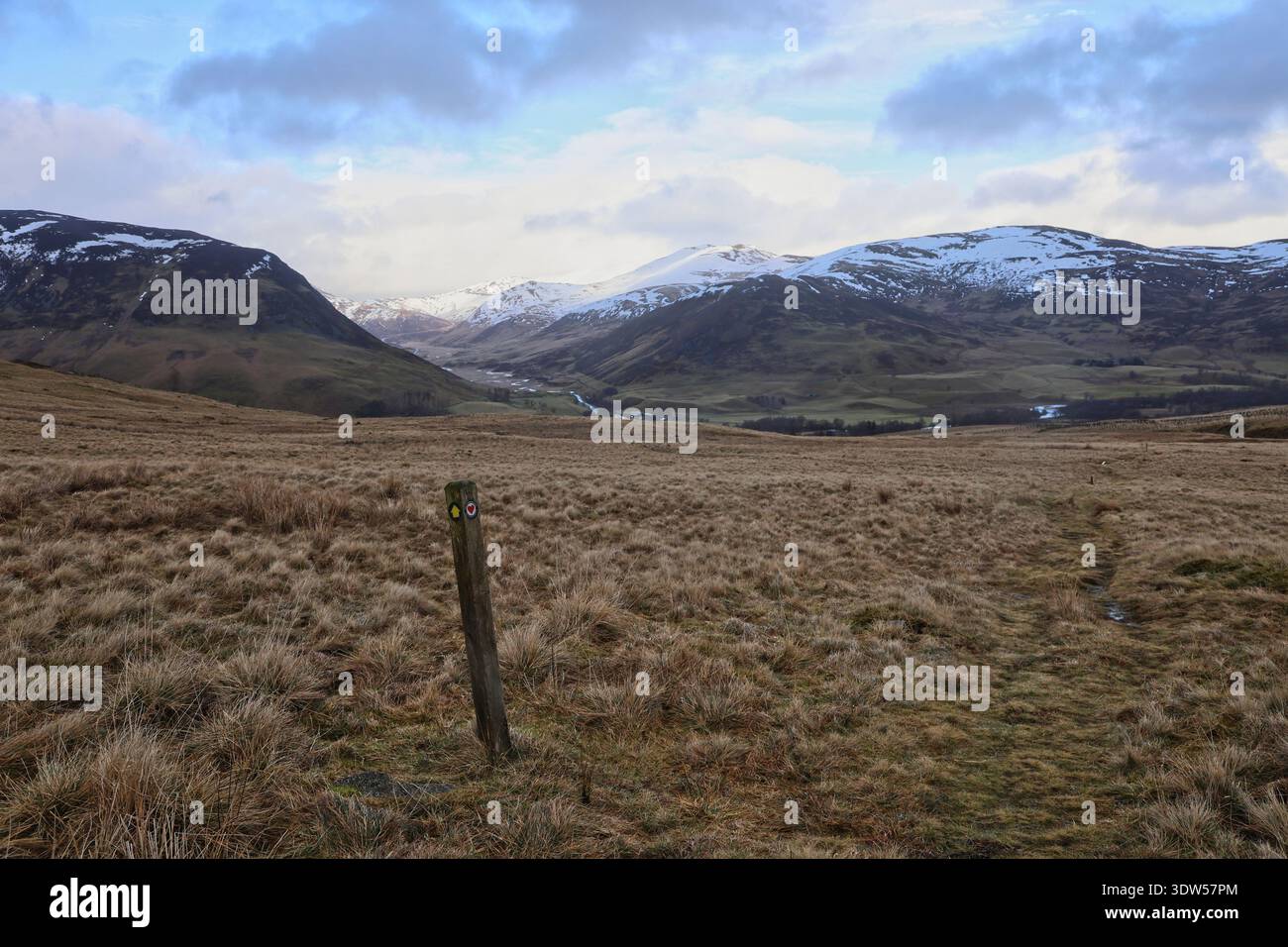 Spittal Scotland Marker post Cateran trail between An Lairig pass and Spittal of ...