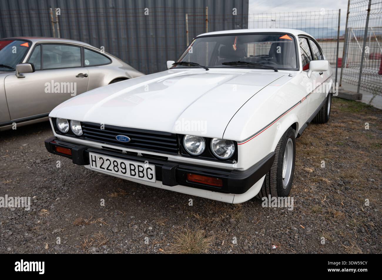 Aut View Front angle view of a white third generation Ford Capri 2.8 Injection ...