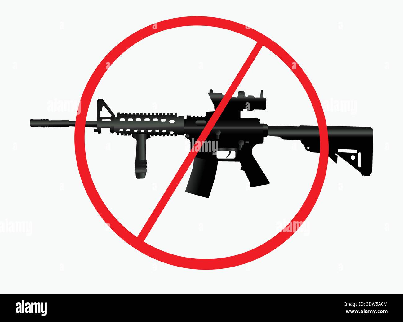 Assault rifle prohibited area sign gun control Stock Vector