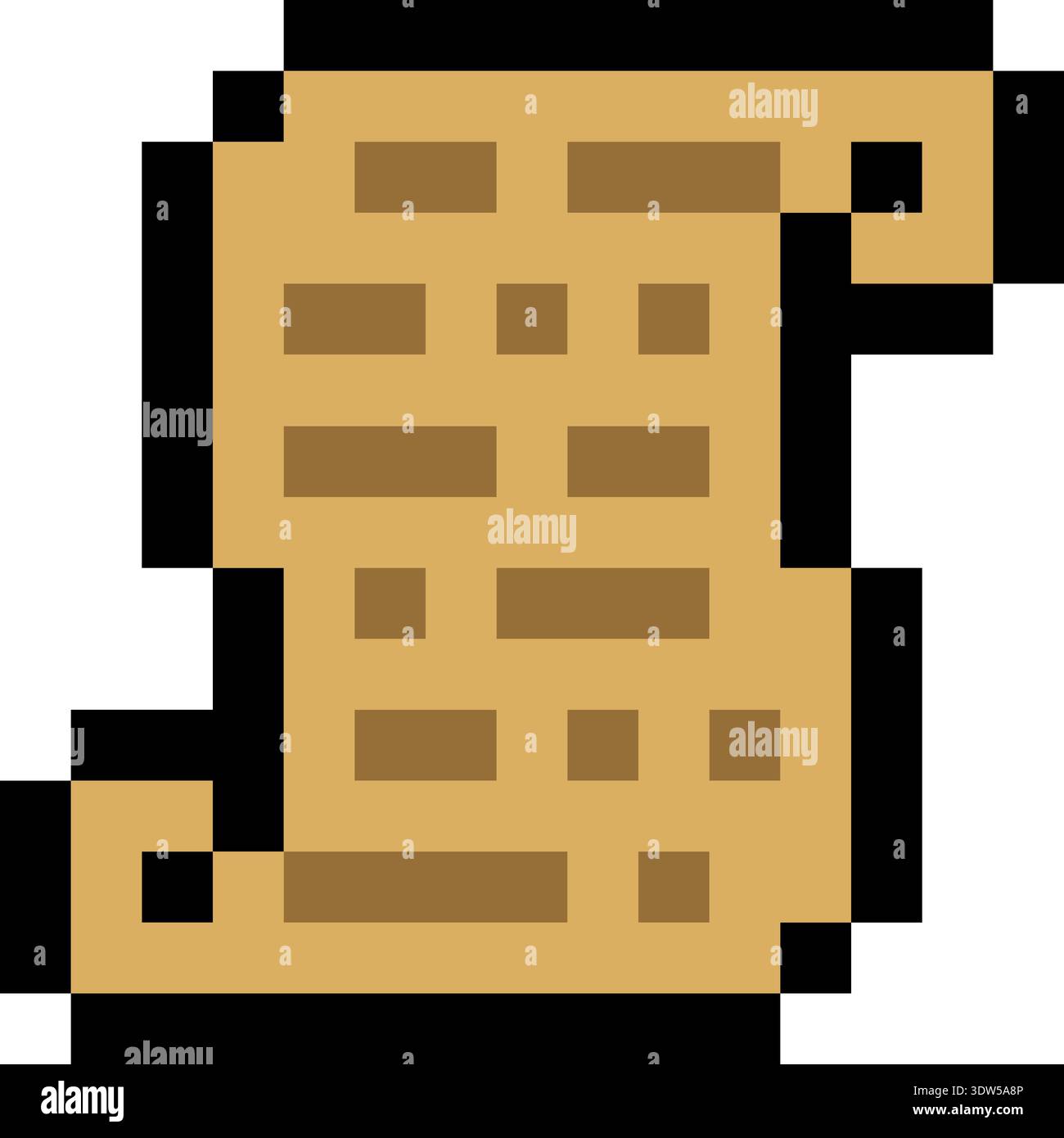 Pixel Art 8 Bit Paper Scroll Video Game Icon Stock Vector