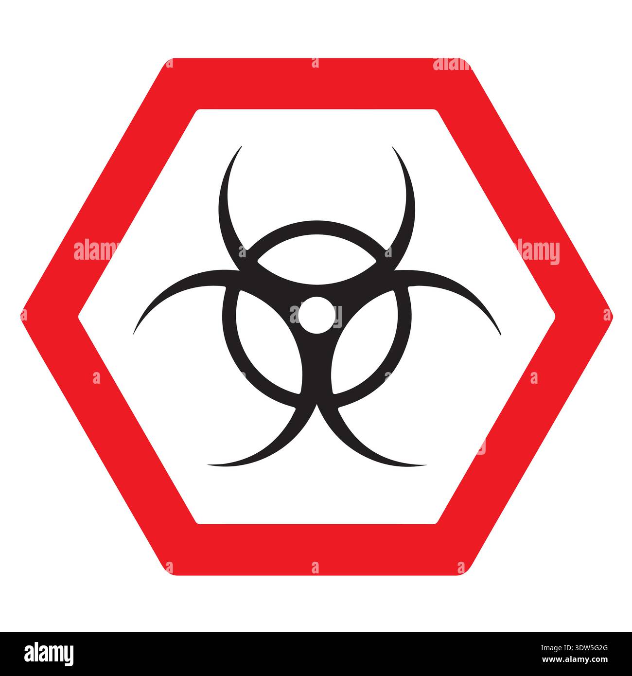 Biohazard warning symbol inside red hexagon, indicating biological ...