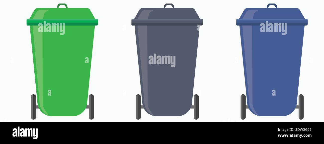 Color-coded waste bins for recycling and segregation, promoting ...