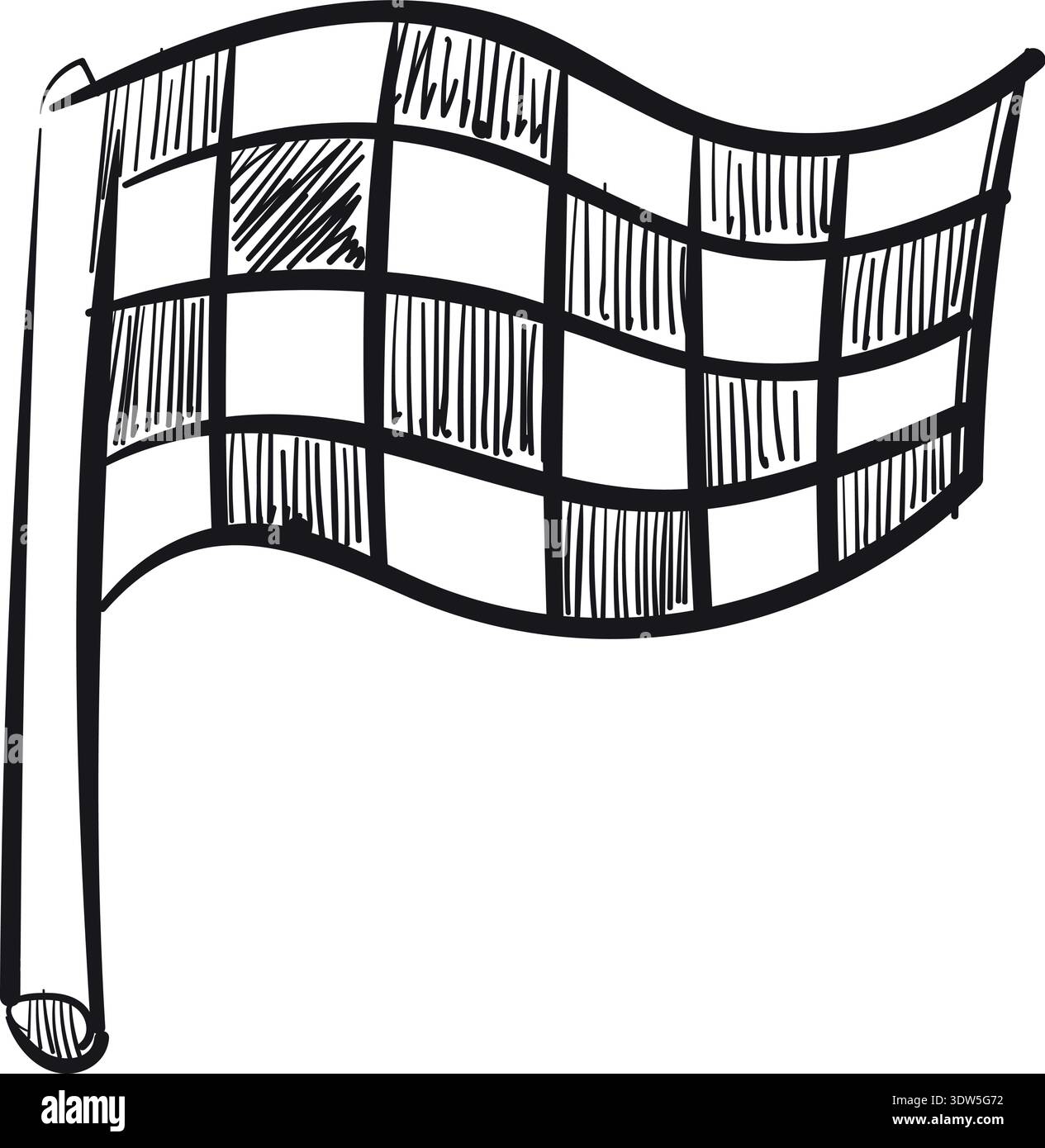 Racing flag sketch. Square textile start symbol Stock Vector