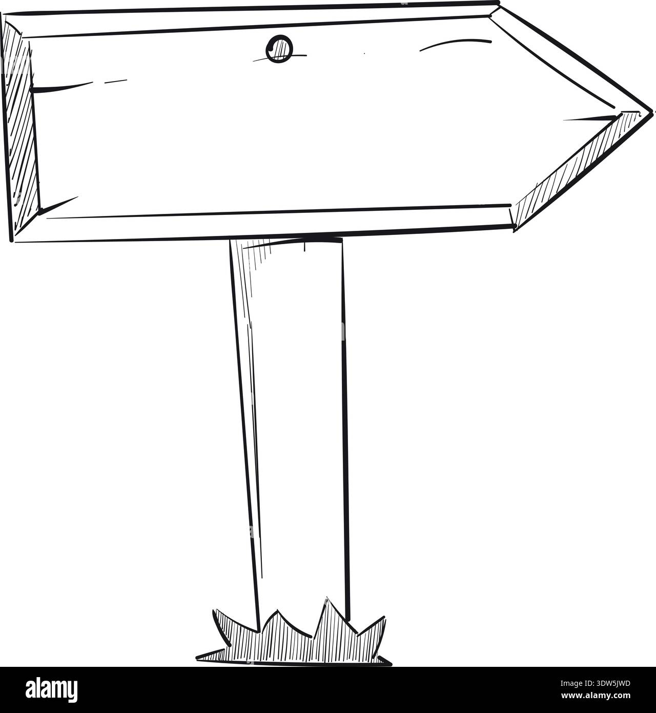 Direction post drawing. Road arrow sign sketch Stock Vector