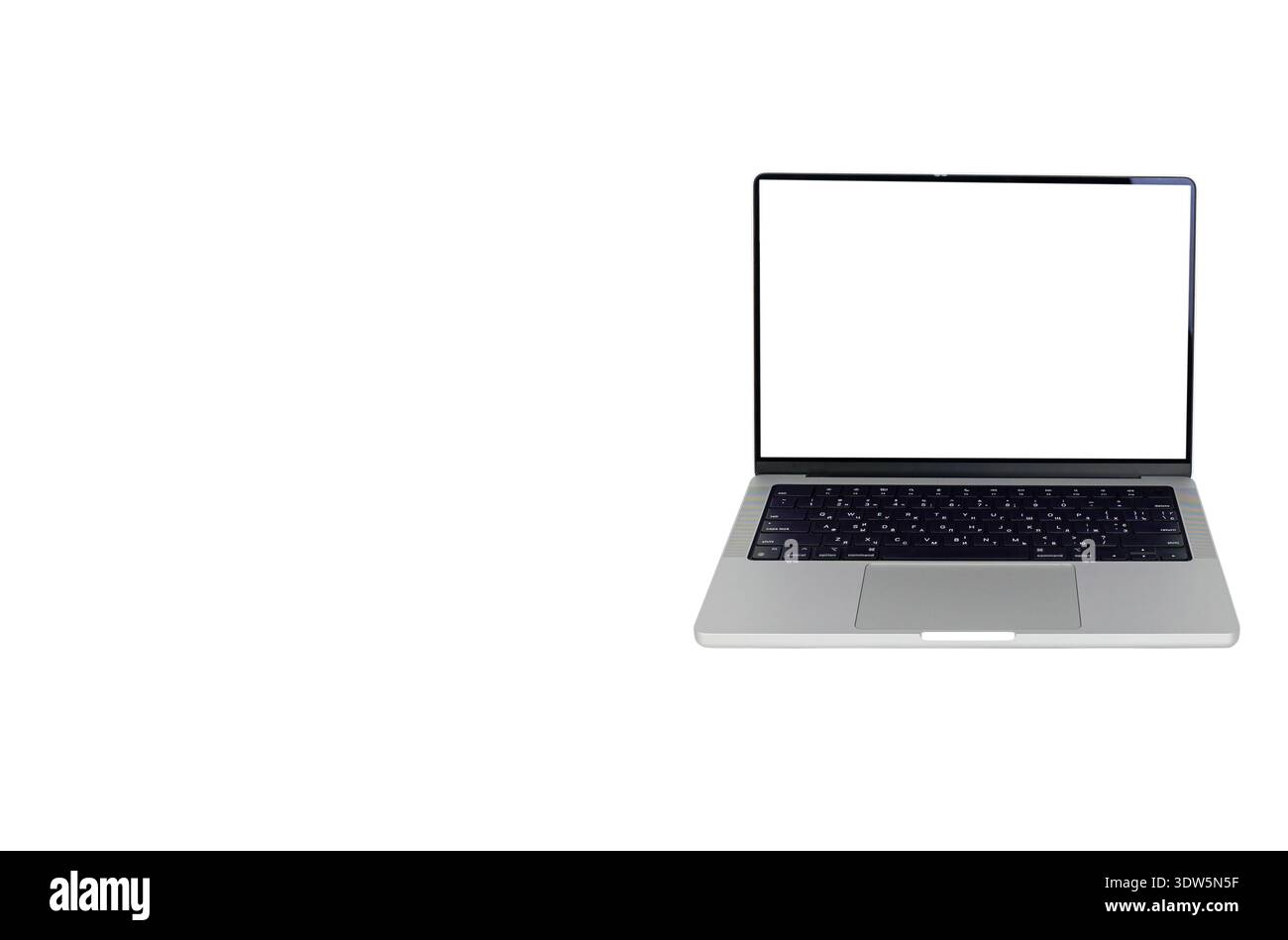 Laptop Computer with Blank Screen Isolated on White Background Stock Photo