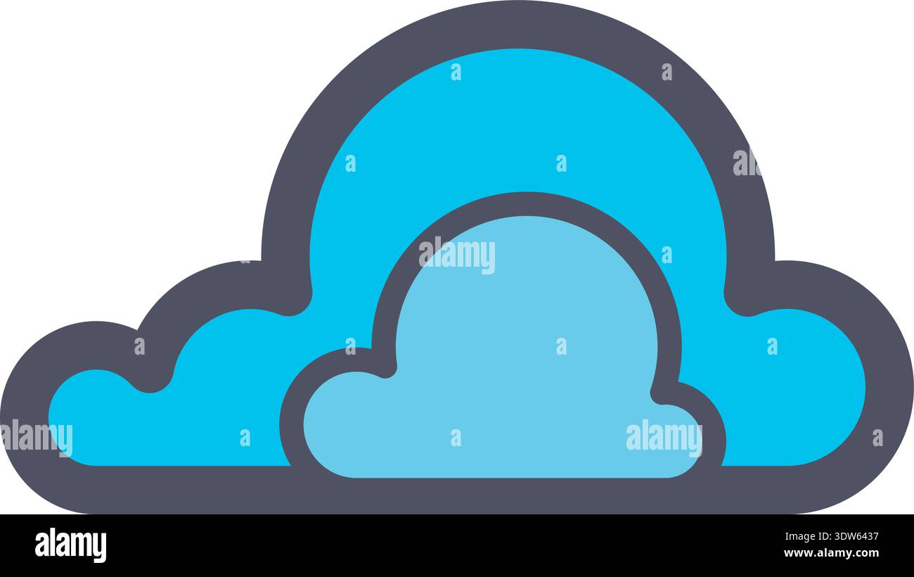 Blue cloud. Linear blue shape color icon Stock Vector