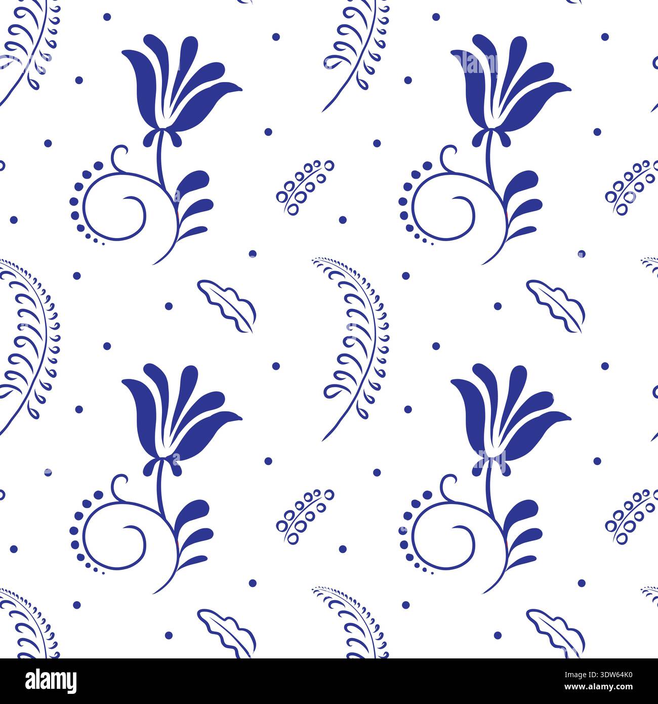 Wedding seamless pattern, Russian folk, Slavic wedding, a la Rus, blue, vector Stock Vector