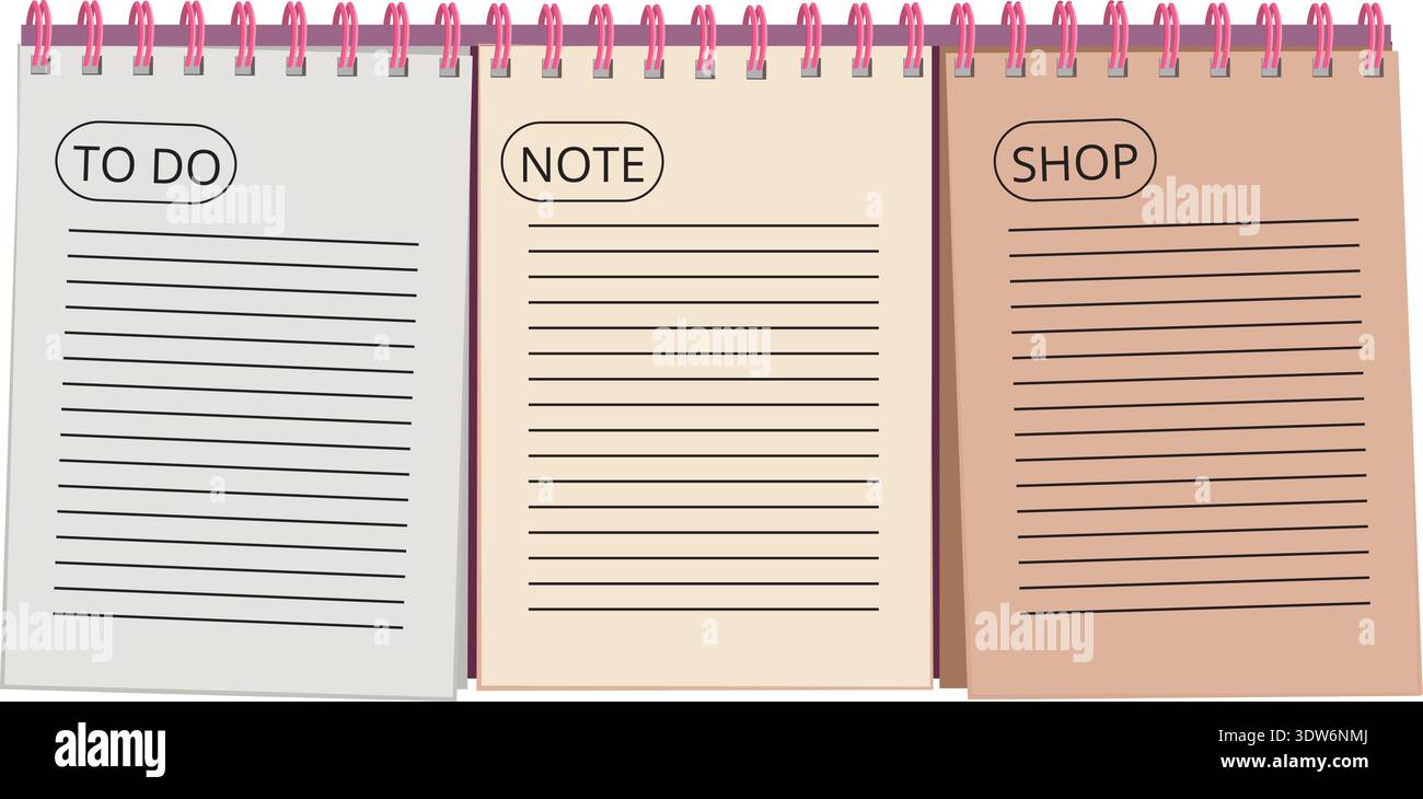 To do lists paper planning pages blank template Stock Vector