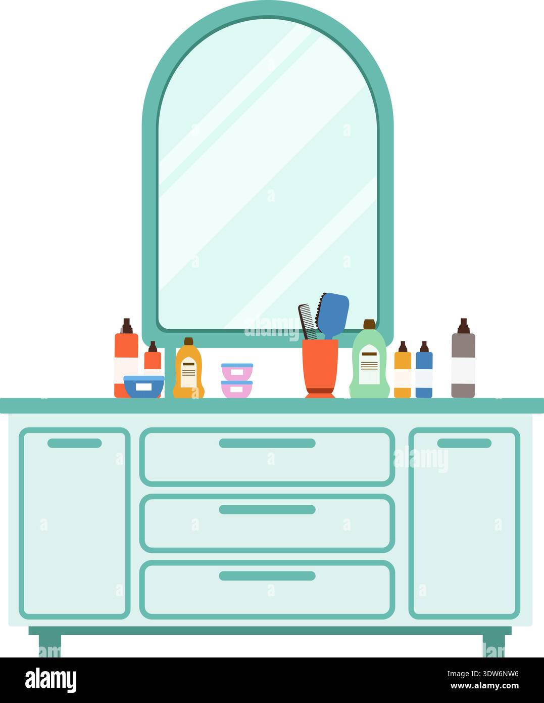Dressing table color icon. Boudoir mirror furniture Stock Vector