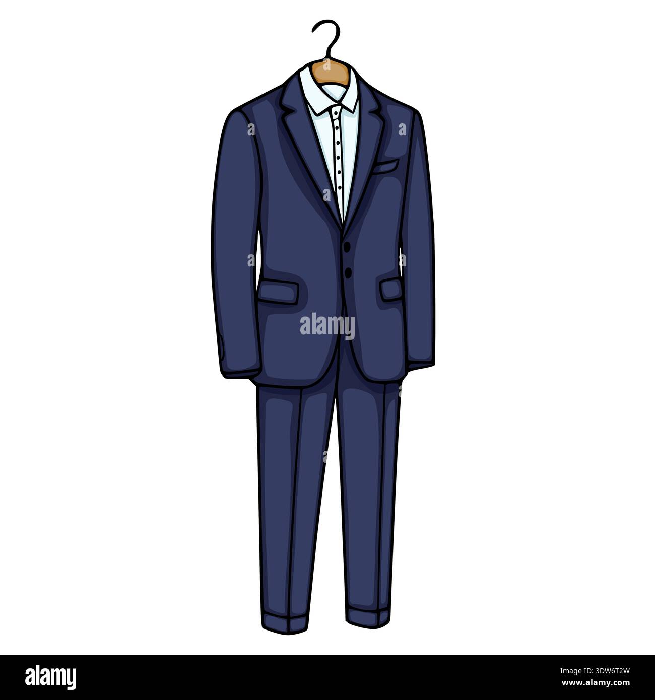 Elegant navy blue formal suit vector illustration on hanger Stock ...