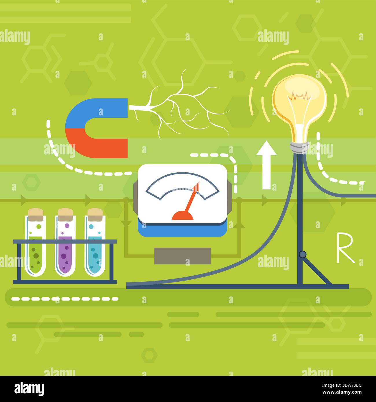 Advanced Physics Color Physics color concept. Scientific magnet power experiment Stock Vector ...