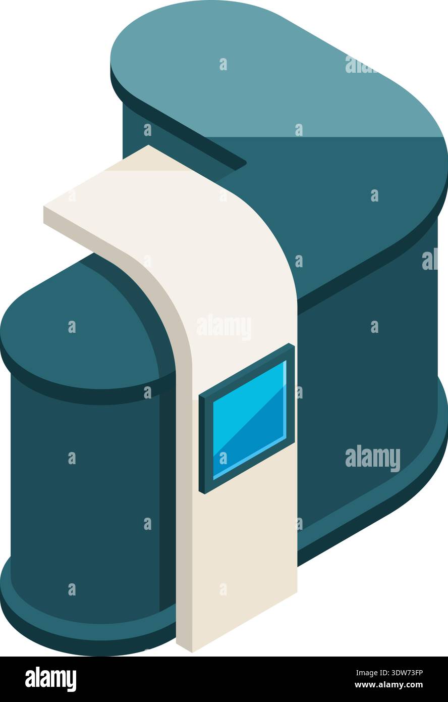 Promotion counter isometric icon. Commercial desk with display Stock ...