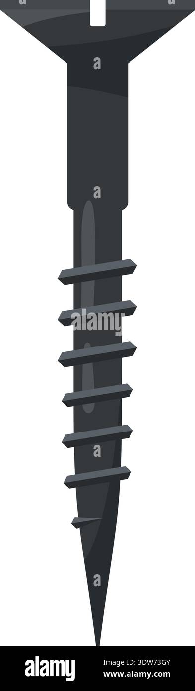 Countersunk screw side view. Industrial fastener icon Stock Vector