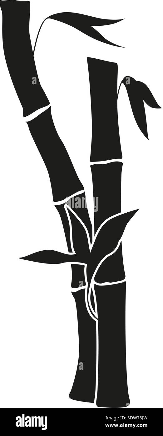Bamboo black logo. Eco botany stem icon Stock Vector